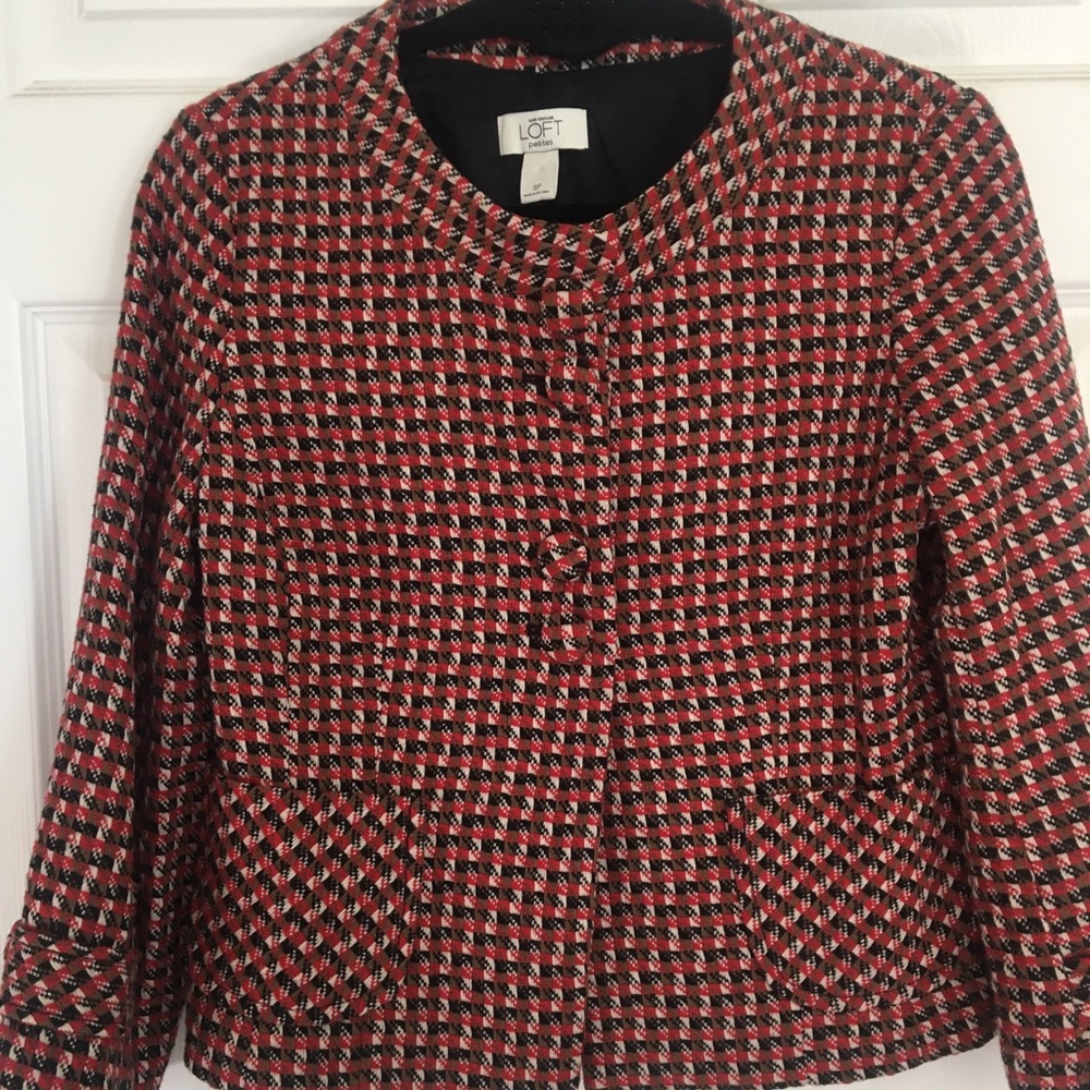 Ann Taylor loft petite tweed blazer size 8